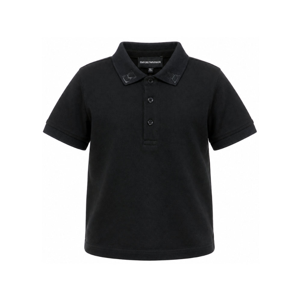 Polo per bambino Emporio Armani Kids nero con abbottonatuira frontale EB001645 AF28486 UB118 EMPORIO ARMANI KIDS