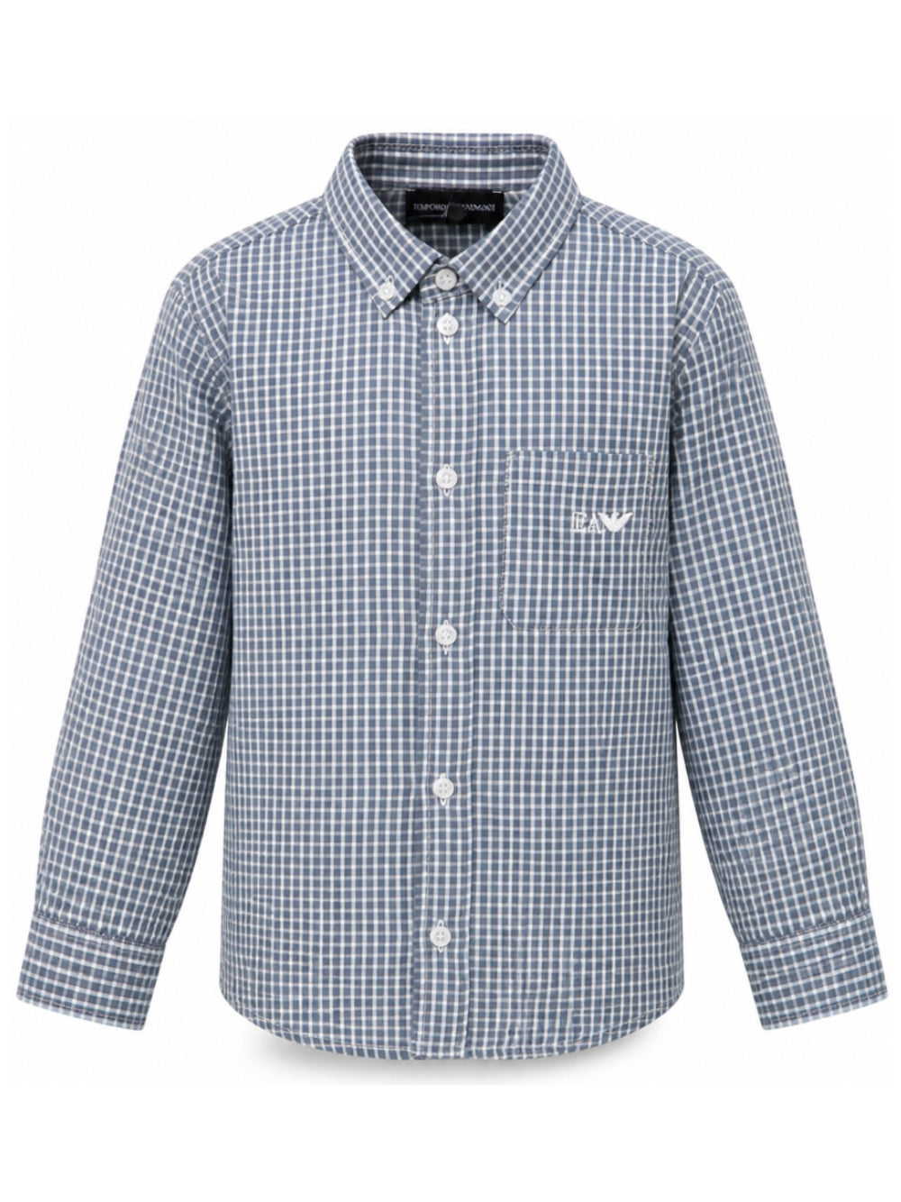 Camicia per bambino Emporio Armani Kids blu con motivo a quadri EB001652 AF25925 FB066 EMPORIO ARMANI KIDS