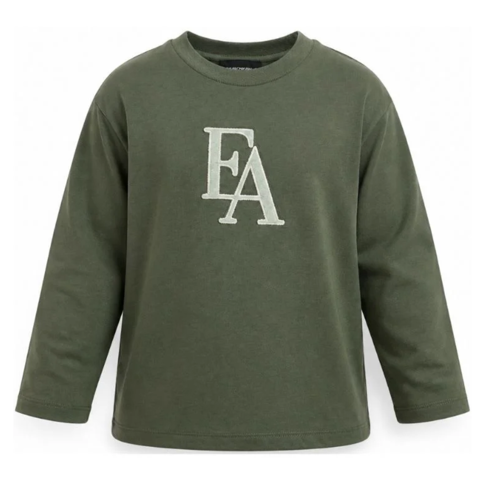 T-shirt per bambino Emporio Armani Kids verde con logo sul davanti EB001666 AF16162 U8114 EMPORIO ARMANI KIDS