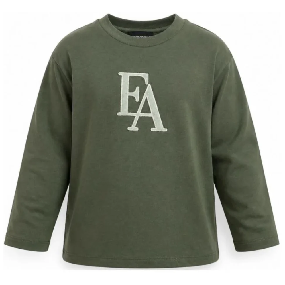 T-shirt per bambino Emporio Armani Kids verde con logo sul davanti EB001666 AF16162 U8114 EMPORIO ARMANI KIDS