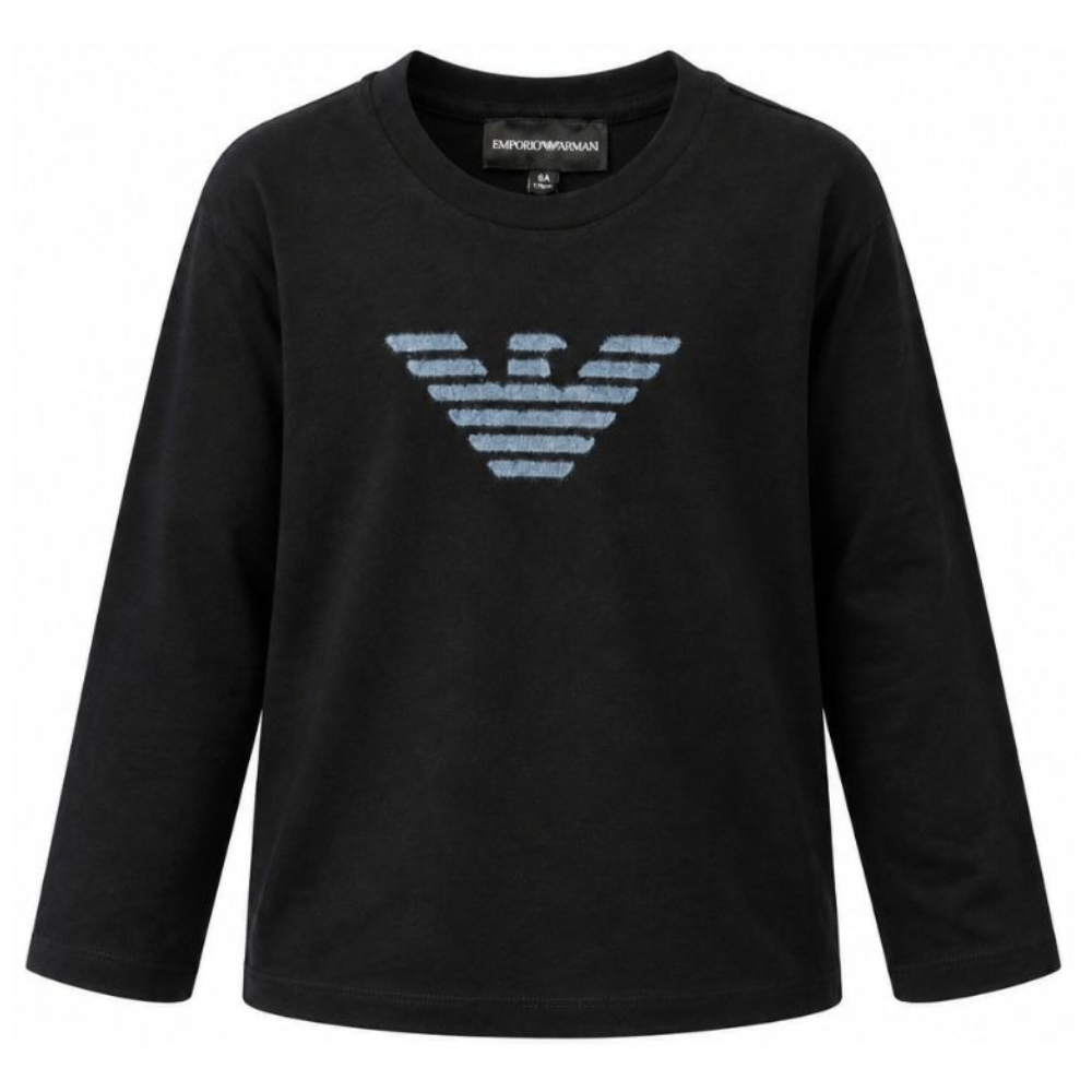 T-shirt per bambino Emporio Armani Kids blu con logo sul davanti EB001666 AF16162 UB118 EMPORIO ARMANI KIDS