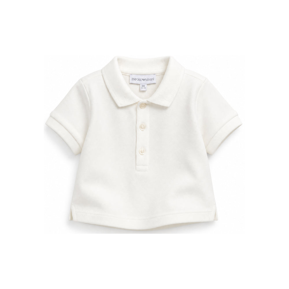 Polo per neonato Emporio Armani Kids bianco opaco con logo ricamato sul colletto EB001669 AF28486 U1009 EMPORIO ARMANI KIDS