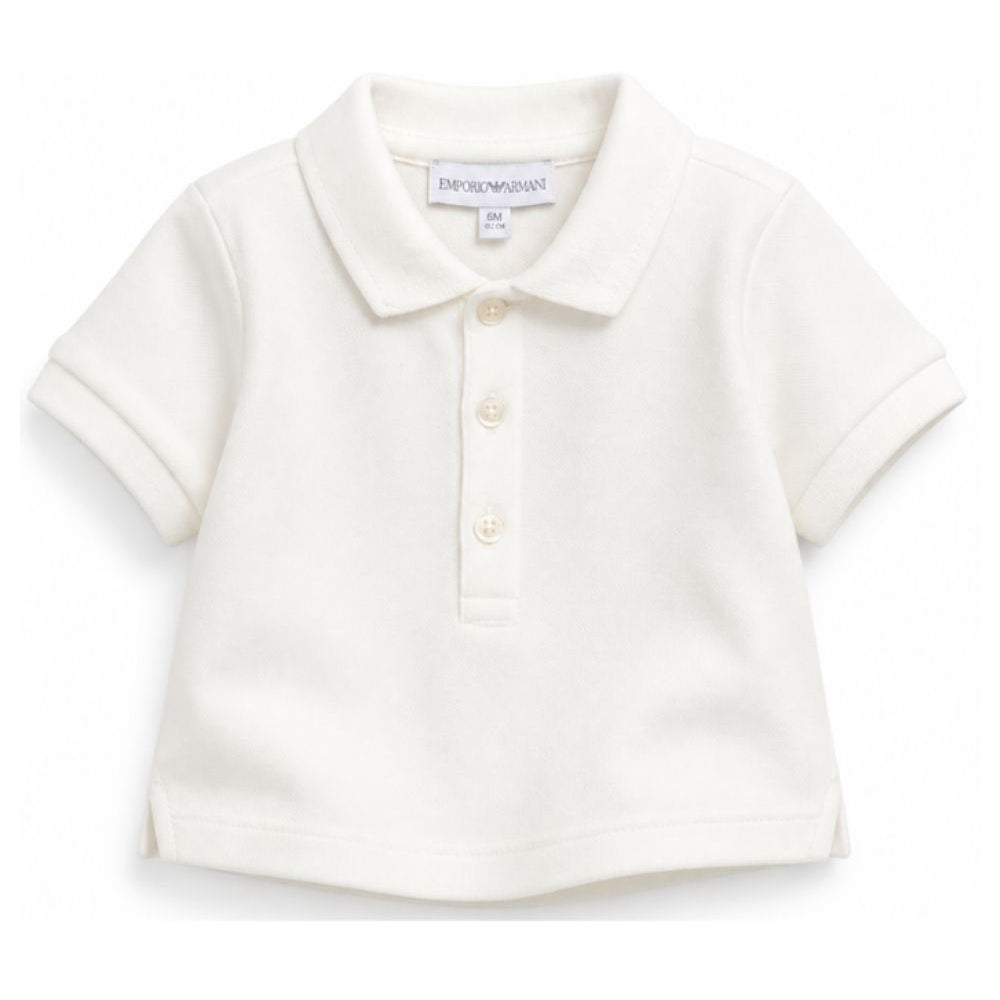 Polo per neonato Emporio Armani Kids bianco opaco con logo ricamato sul colletto EB001669 AF28486 U1009 EMPORIO ARMANI KIDS