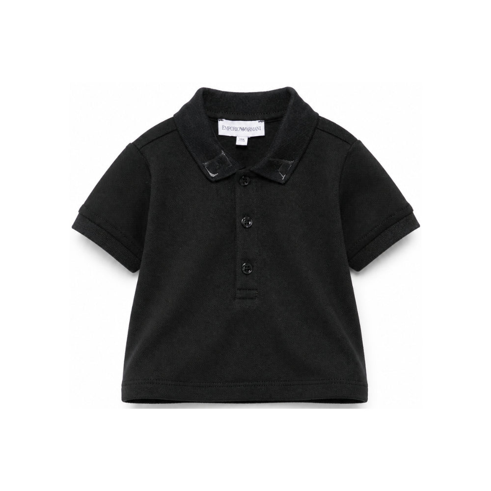 Polo per neonato Emporio Armani Kids nera con stampa sul colletto EB001669 AF28486 UB118 EMPORIO ARMANI KIDS