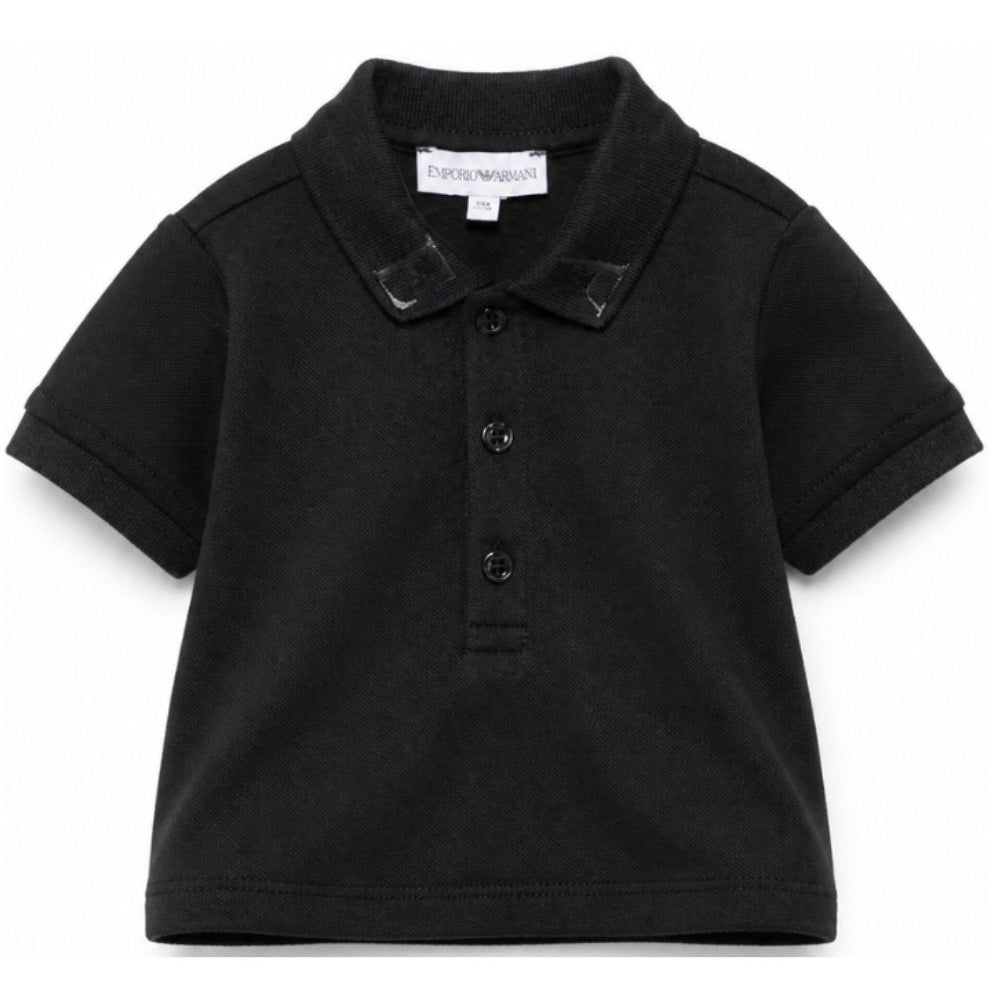 Polo per neonato Emporio Armani Kids nera con stampa sul colletto EB001669 AF28486 UB118 EMPORIO ARMANI KIDS