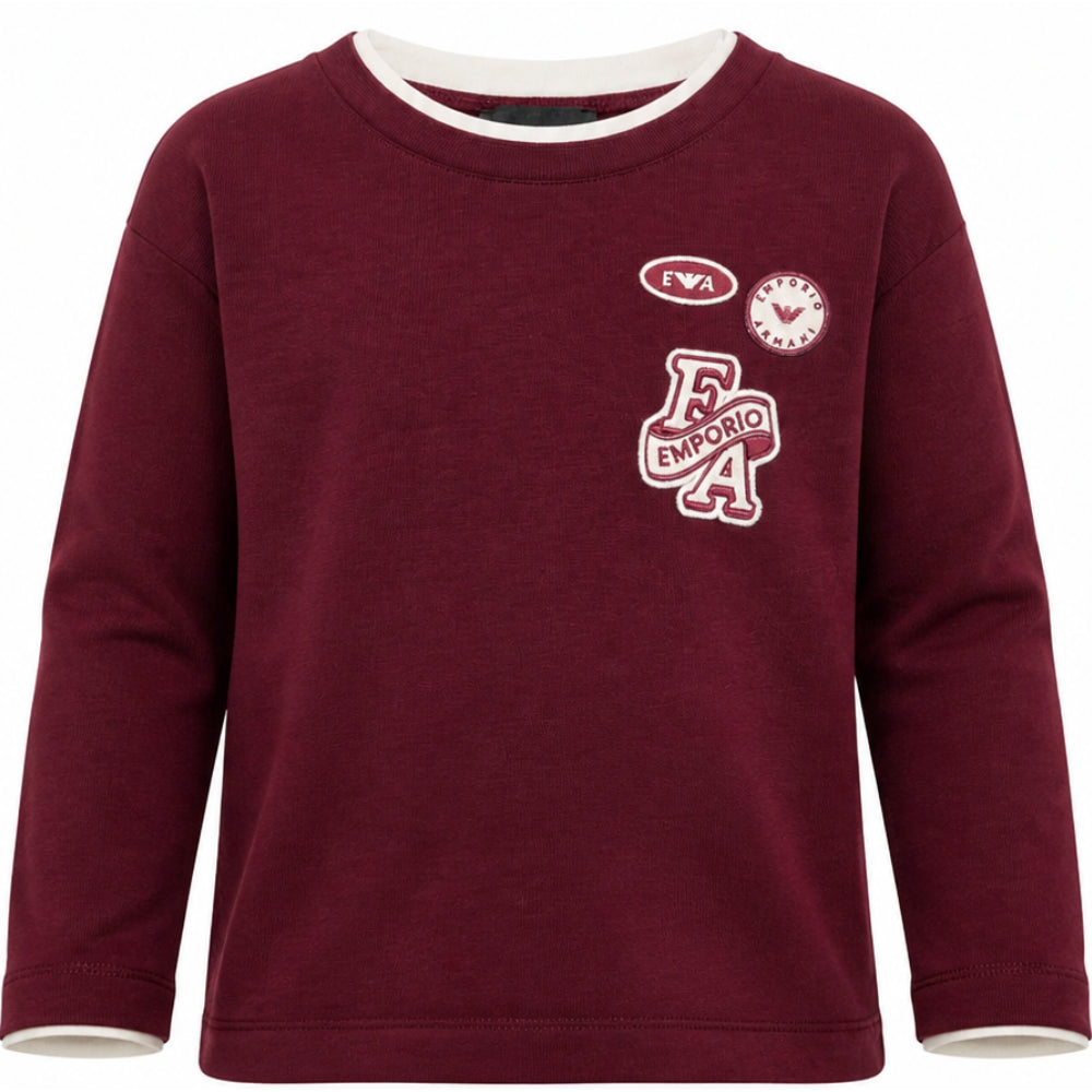 T-shirt per bambino Emporio Armani Kids bordeaux con patch logo EB001675 AF13715 UA343 EMPORIO ARMANI KIDS