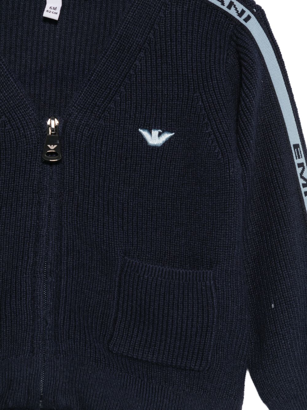 Cardigan per neonato Emporio Armani Kids blu con zip e logo EB001685 AF27315 UB118 EMPORIO ARMANI KIDS