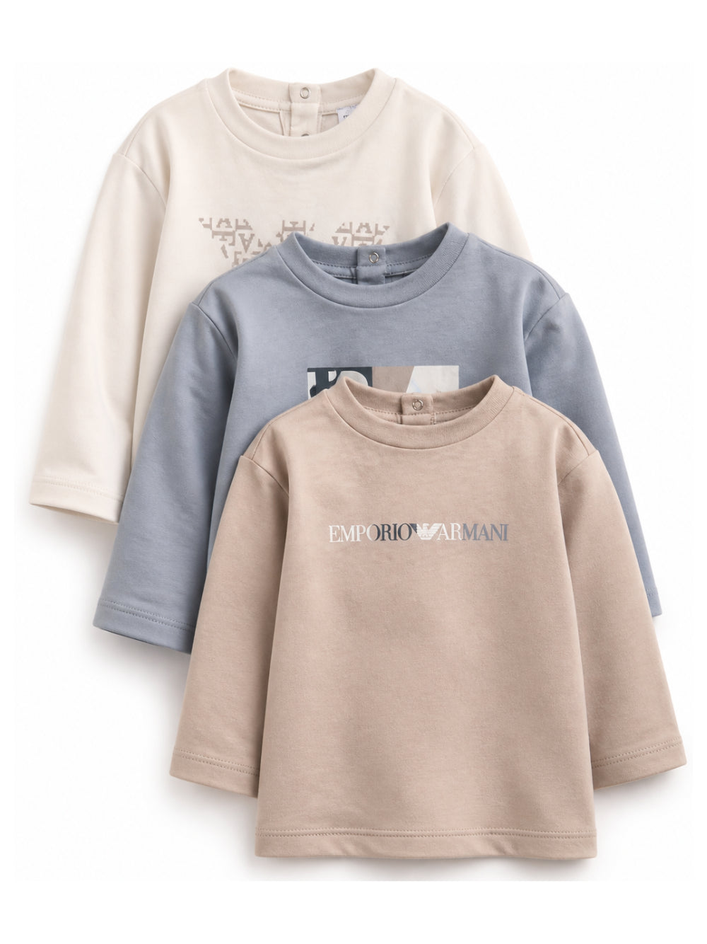 Set di tre t-shirt per neonato Emporio Armani Kids multicolore con logo sul davanti EB001923 AF16162 M9136 EMPORIO ARMANI KIDS