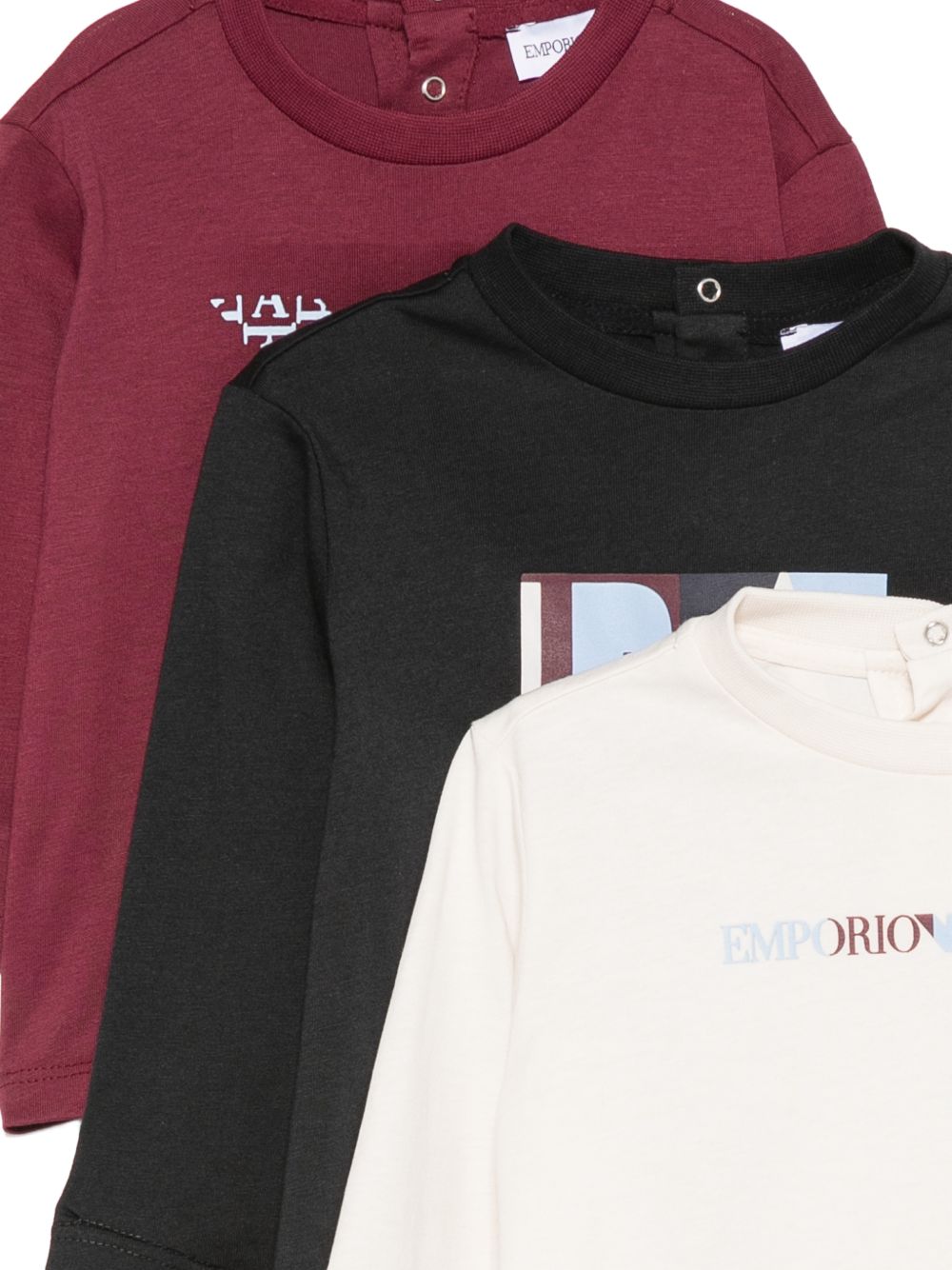 Set tre t-shirt per neonato Emporio Armani Kids multicolore a maniche lunghe EB001923 AF16162 MZ978 EMPORIO ARMANI KIDS