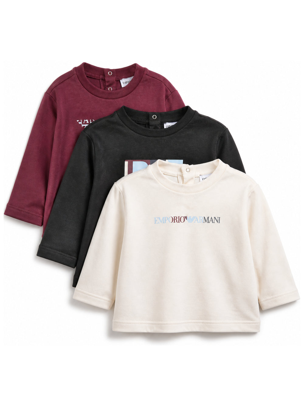 Set tre t-shirt per neonato Emporio Armani Kids multicolore a maniche lunghe EB001923 AF16162 MZ978 EMPORIO ARMANI KIDS