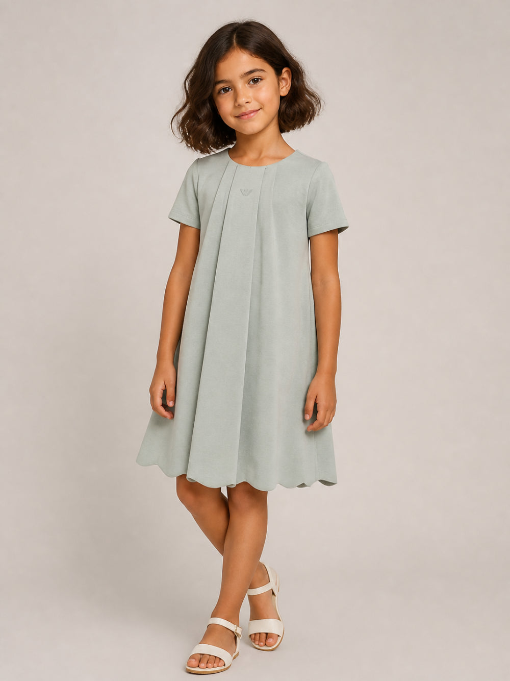 Abito per bambina Emporio Armani Kids verde plsserato EG000844 AF16133 U9019 EMPORIO ARMANI KIDS