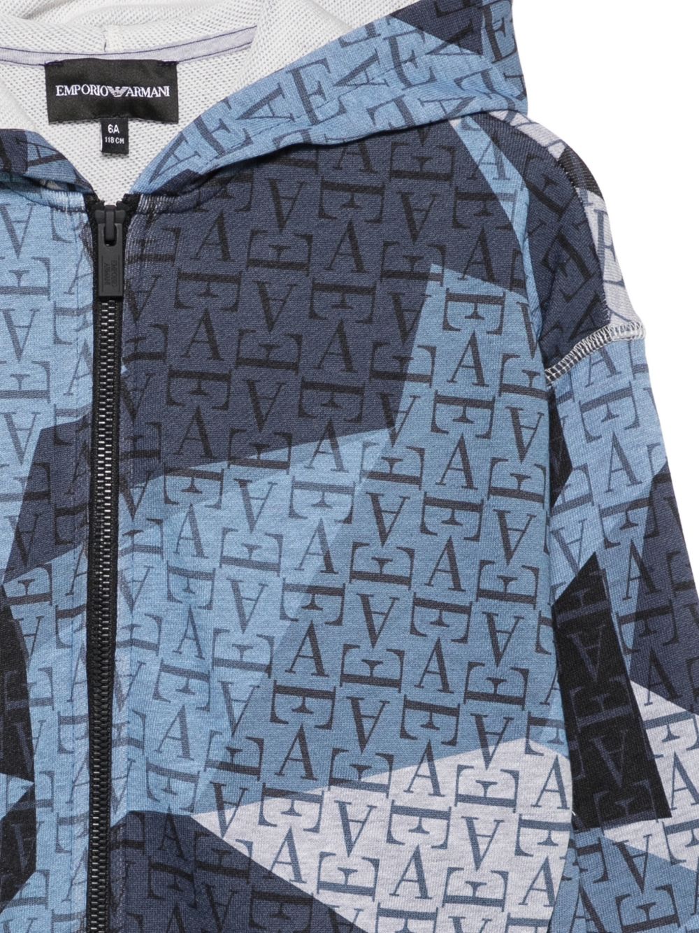 Felpa per bambina Emporio Armani Kids blu con stampa monogramma EG000851 AF26055 F8266 EMPORIO ARMANI KIDS
