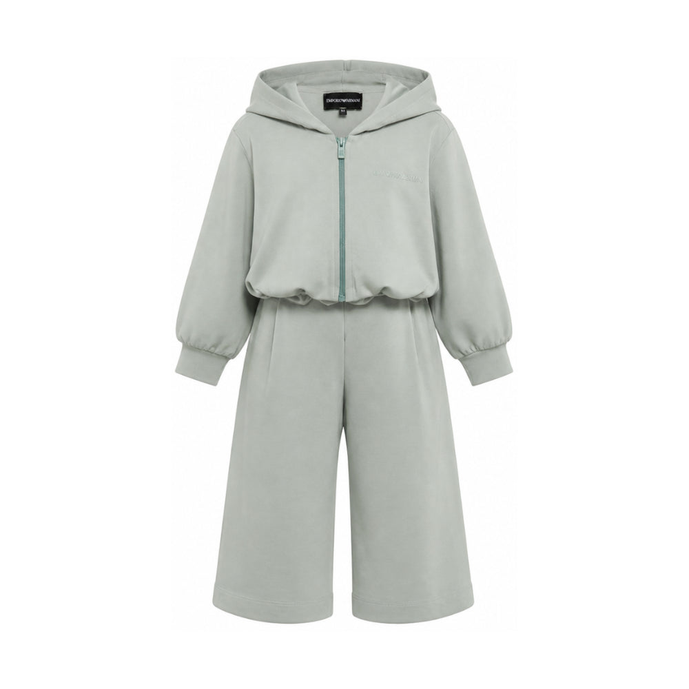 Tuta per bambina Emporio Armani Kids verde salvia con cappuccio e logo EG000867 AF16133 U9019 EMPORIO ARMANI KIDS