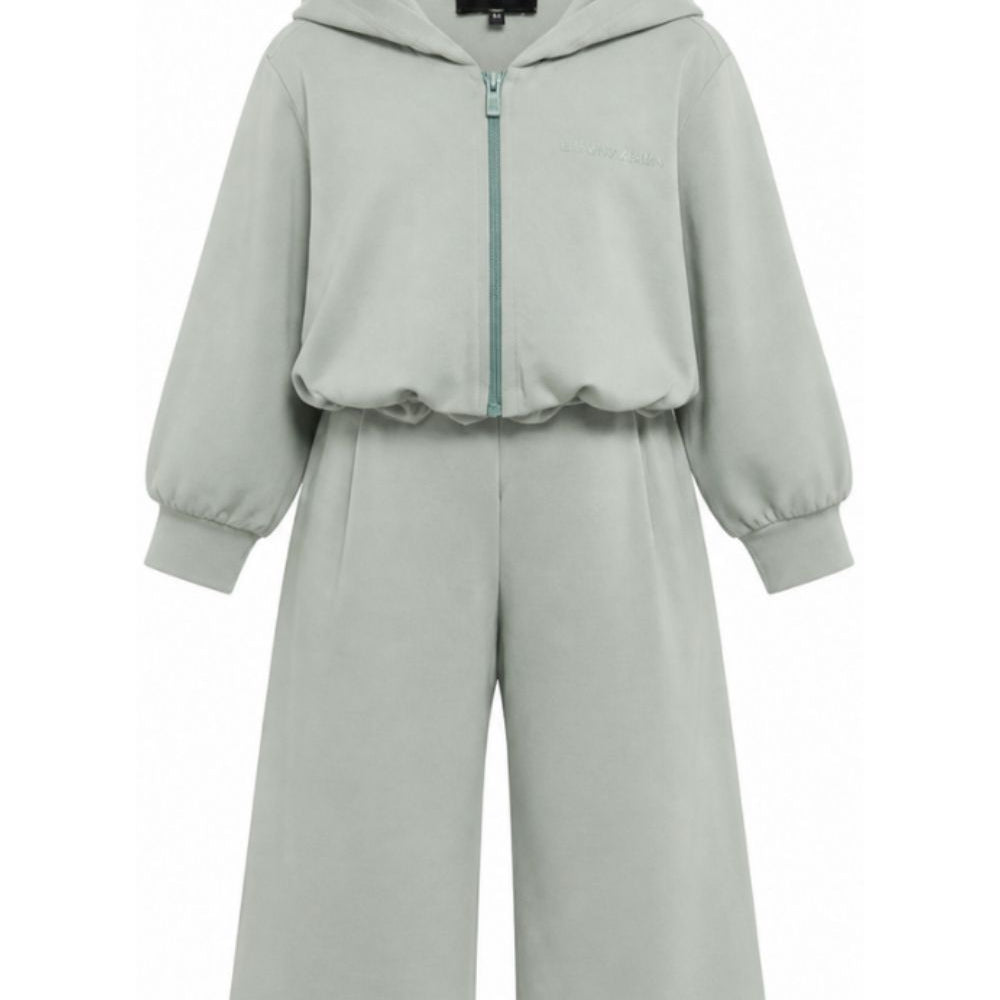 Tuta per bambina Emporio Armani Kids verde salvia con cappuccio e logo EG000867 AF16133 U9019 EMPORIO ARMANI KIDS