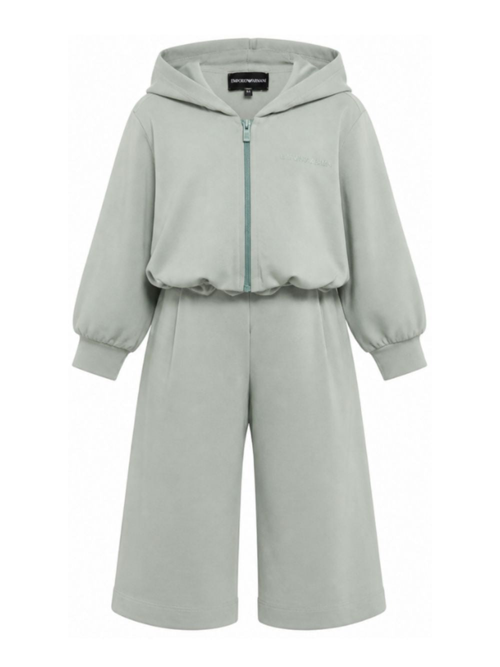 Tuta per bambina Emporio Armani Kids verde salvia con cappuccio e logo EG000867 AF16133 U9019 EMPORIO ARMANI KIDS