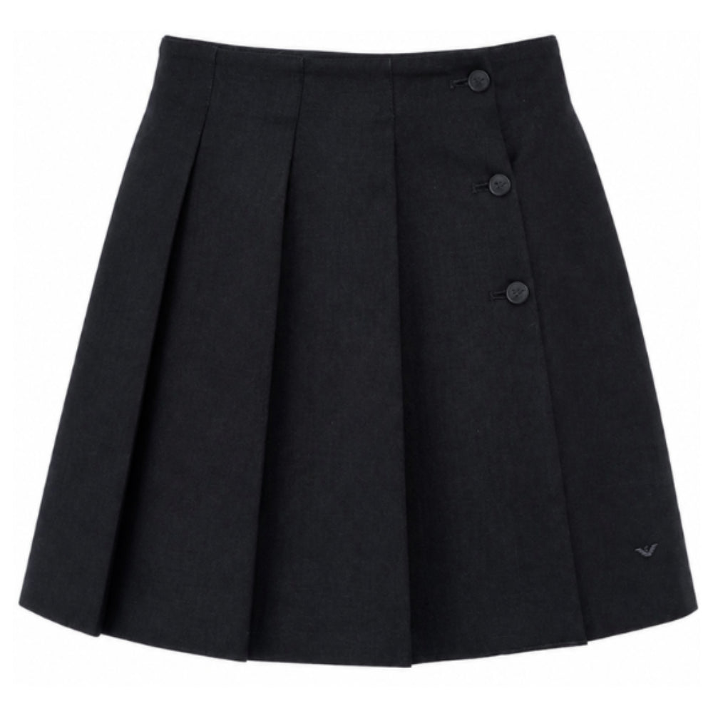 Minigonna per bambina Emporio Armani Kids nera a pieghe con bottoni EG000877 AF26957 UB100 EMPORIO ARMANI KIDS