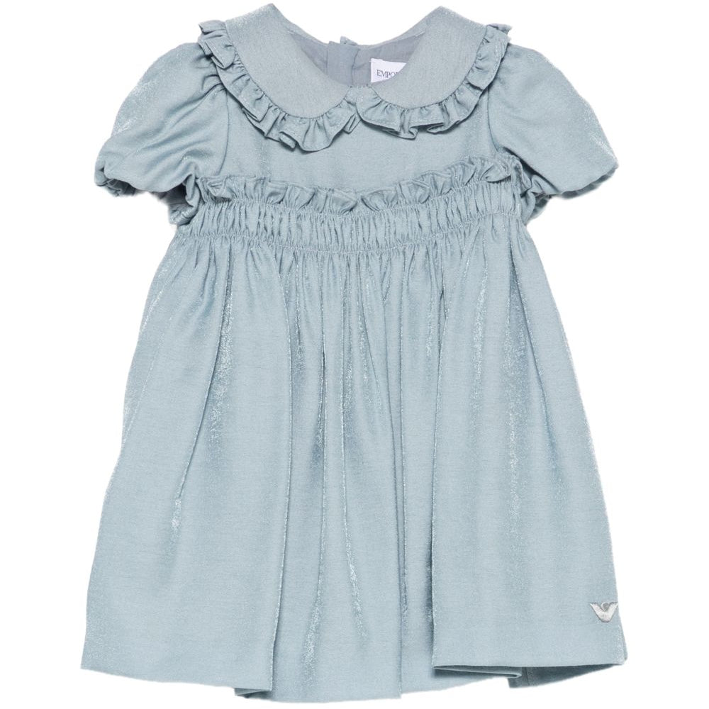 Abito per neonata Emporio Armani Kids azzurro chiaro con finiture arricciate EG000879 AF26324 U8061 EMPORIO ARMANI KIDS