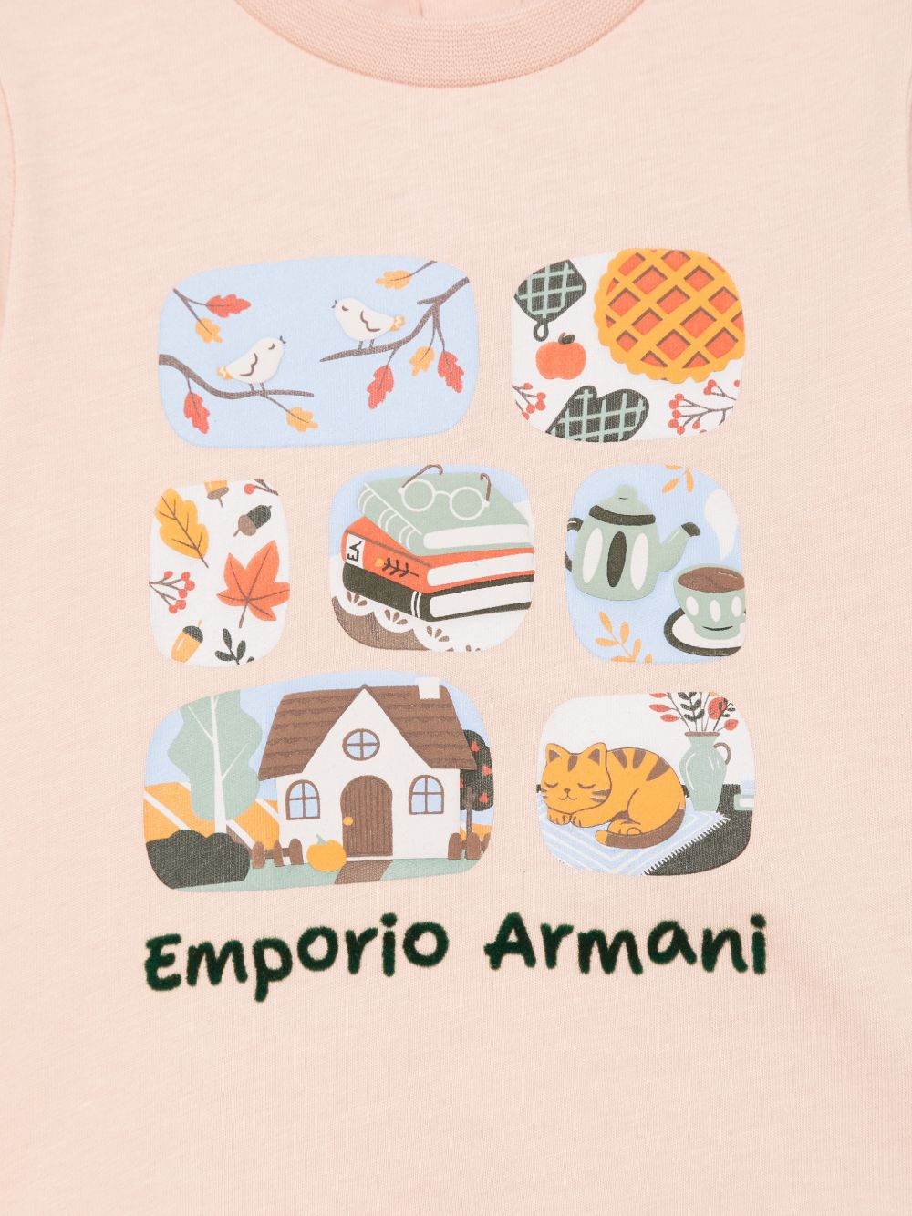 T-shirt per neonata Emporio Armani Kids rosa con stampa grafica sul davanti EG000890 AF16162 U4133 EMPORIO ARMANI KIDS