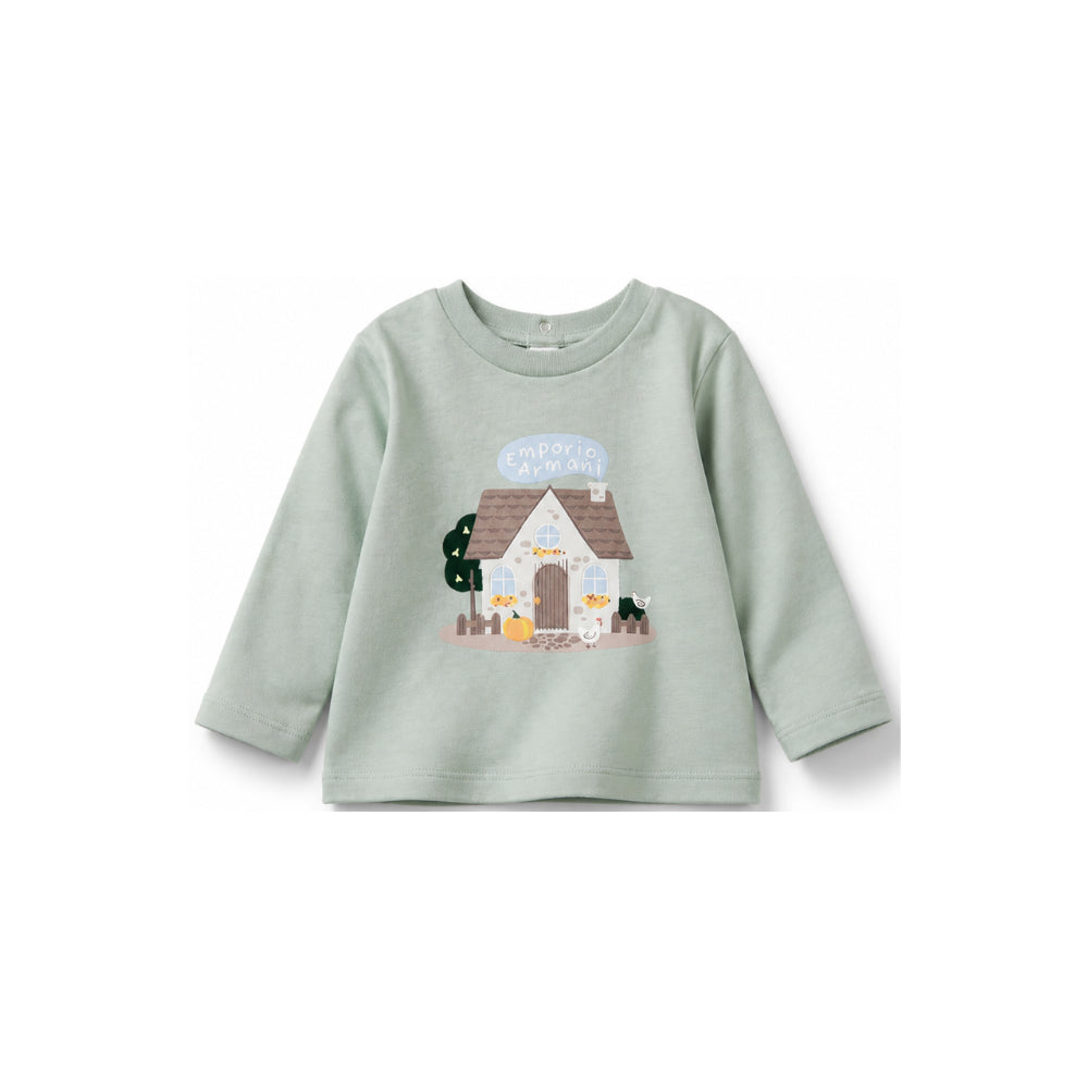 T-shirt per neonata Emporio Amrani Kids verde a maniche lunghe EG000890 AF16162 U9019 EMPORIO ARMANI KIDS