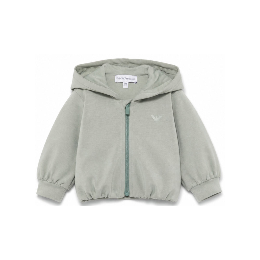 Felpa per neonata Emporio Armani Kids verde con chiusura con zip EG000909 AF16133 U9019 EMPORIO ARMANI KIDS