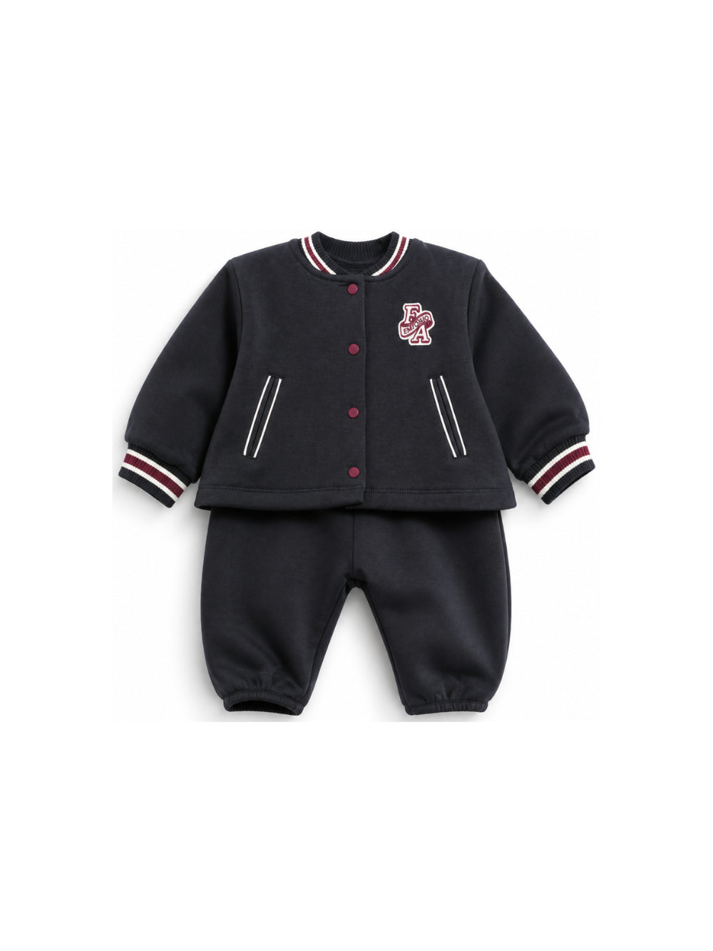 Tuta sportiva per neonato Emporio Armani Kids blu scuro con applicazione con logo sul petto EG000917 AF10126 UB118 EMPORIO ARMANI KIDS