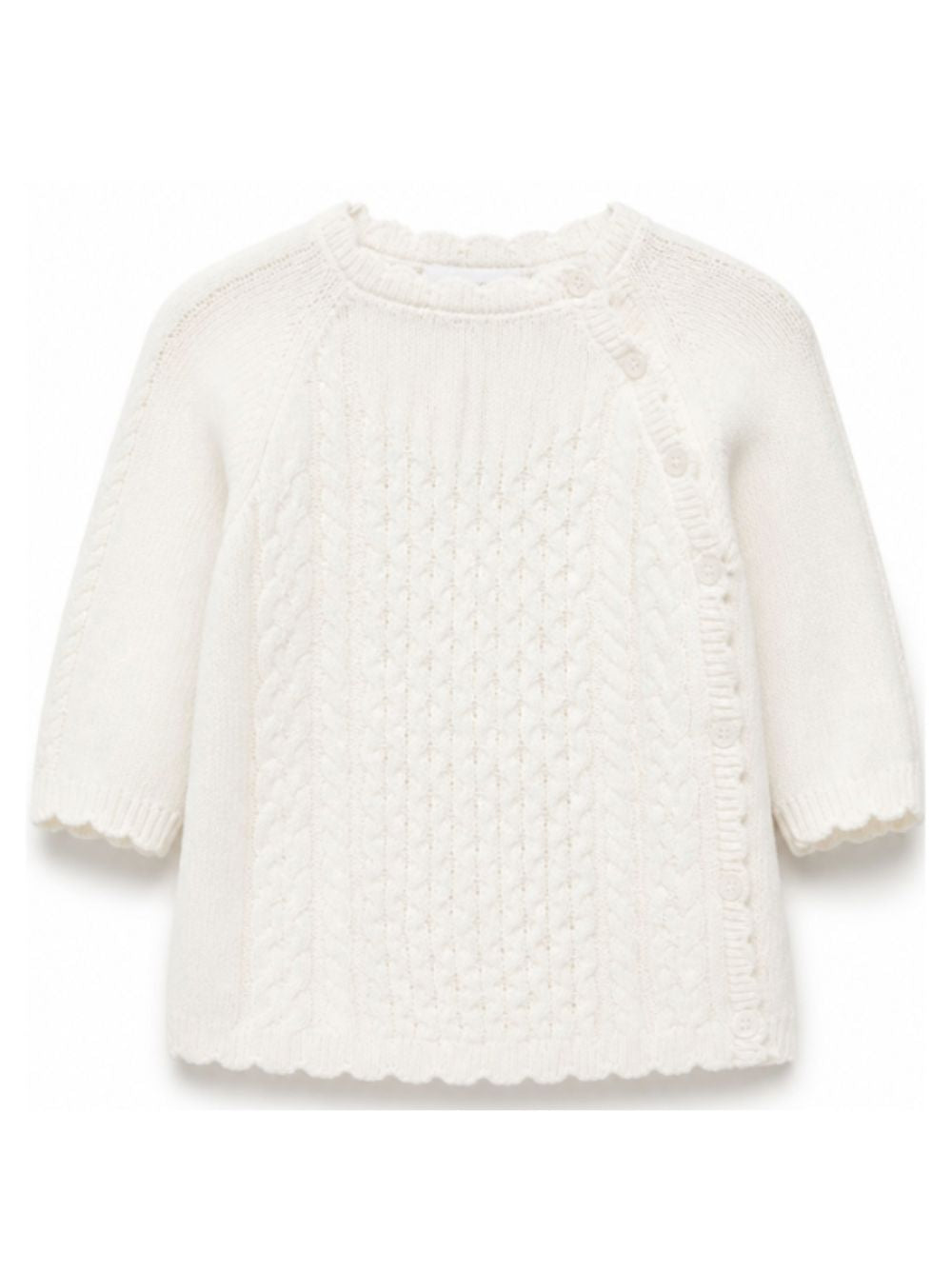 Cardigan per neonata Emporio Armani Kids bianco con dettagli a trecce EG000995 AF27578 U1009 EMPORIO ARMANI KIDS