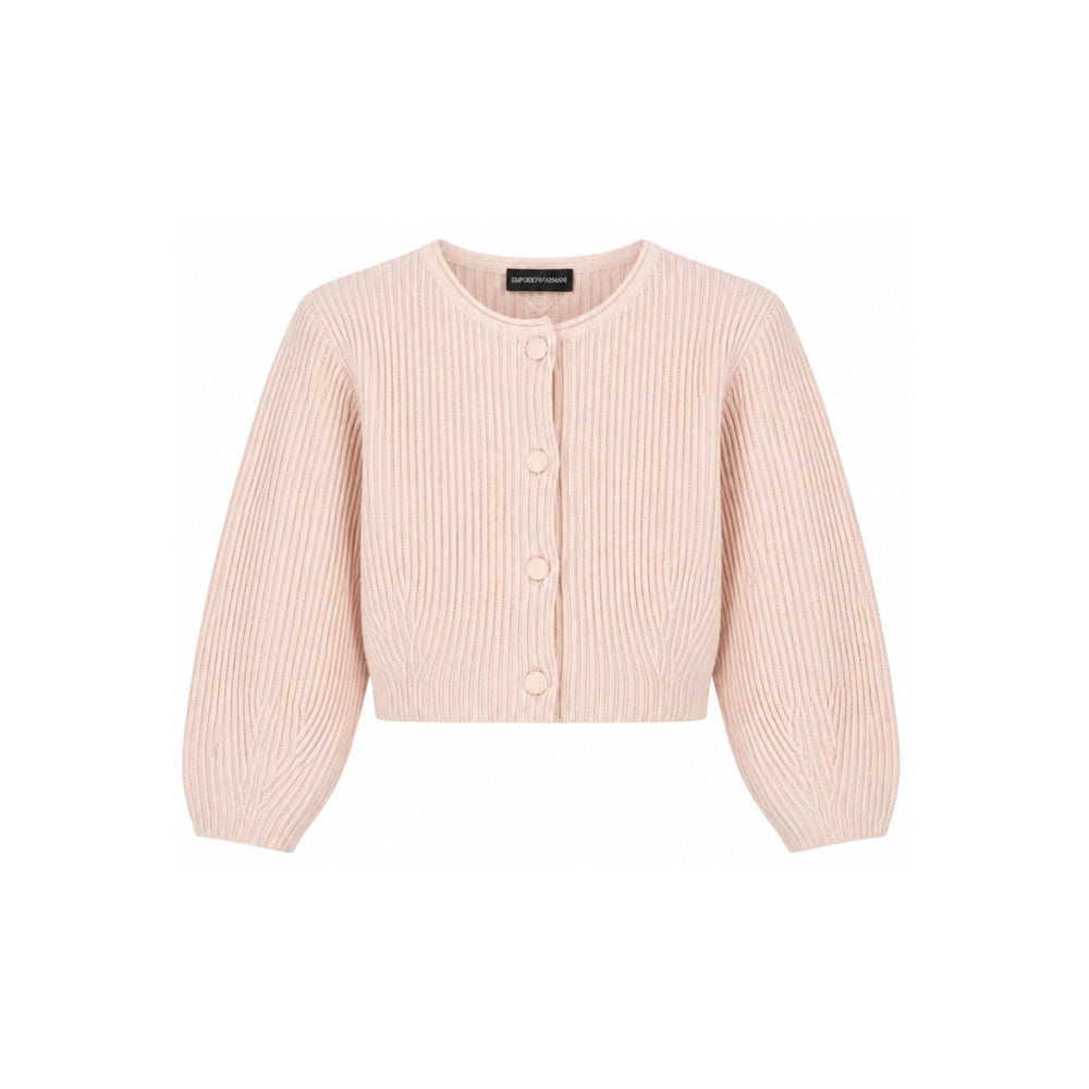 Cardigan per bambina Emporio Armani Kids rosa con maniche a palloncino EG000997 AF27580 U4133 EMPORIO ARMANI KIDS
