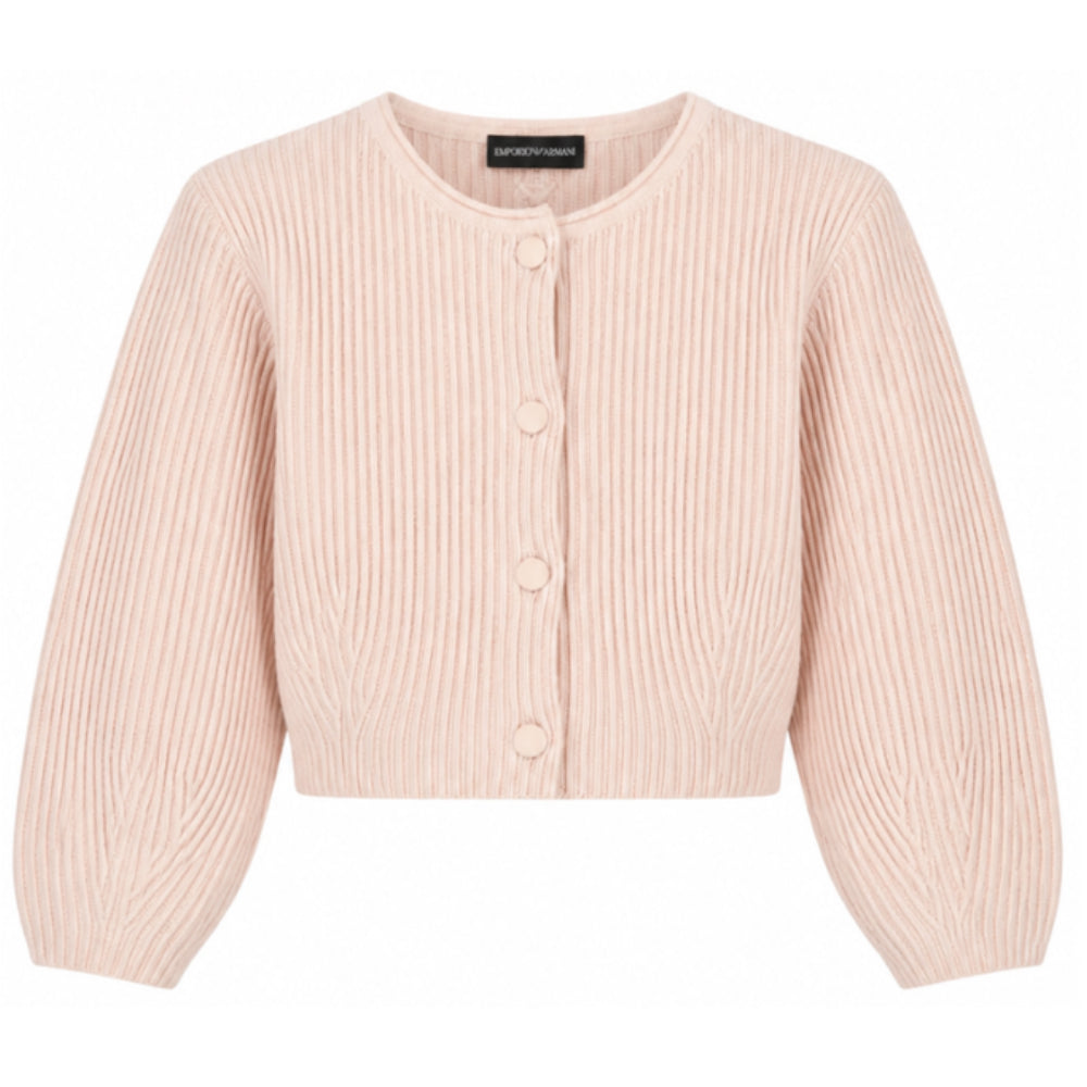 Cardigan per bambina Emporio Armani Kids rosa con maniche a palloncino EG000997 AF27580 U4133 EMPORIO ARMANI KIDS