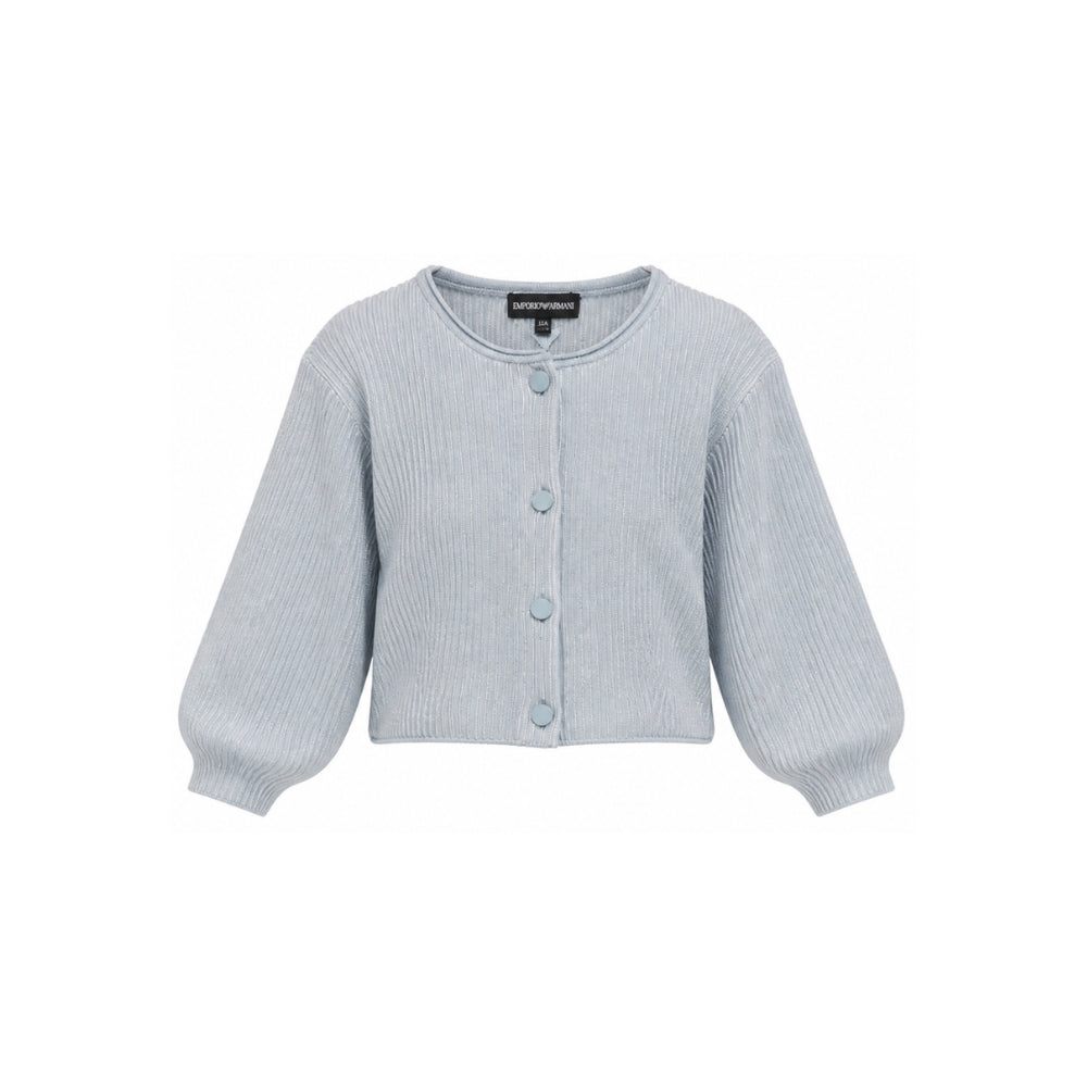 Cardigan per bambina Emporio Armani Kids azzurro con maniche a palloncino EG000997 AF27580 U8061 EMPORIO ARMANI KIDS
