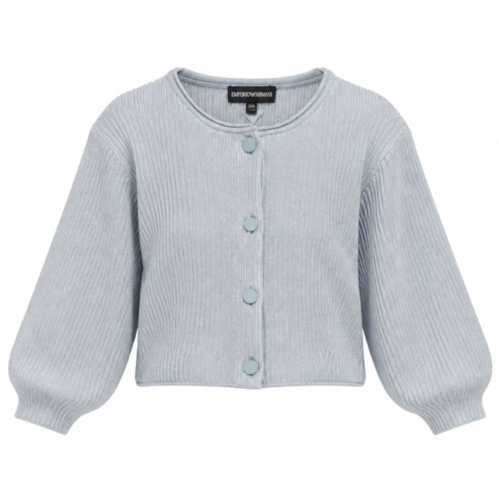 Cardigan per bambina Emporio Armani Kids azzurro con maniche a palloncino EG000997 AF27580 U8061 EMPORIO ARMANI KIDS