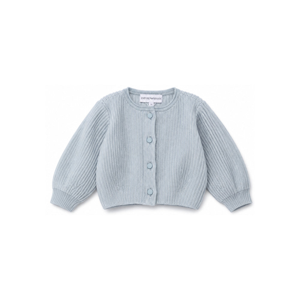 Cardigan per neonata Emporio Armani Kids azzurro corto a coste EG001193 AF27580 U8061 EMPORIO ARMANI KIDS