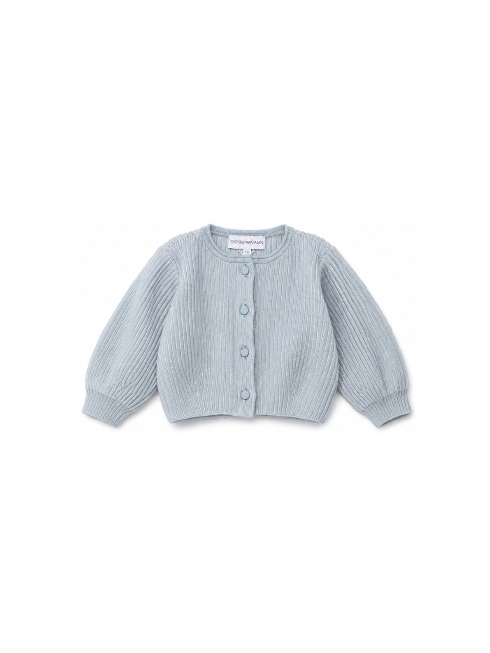Cardigan per neonata Emporio Armani Kids azzurro corto a coste EG001193 AF27580 U8061 EMPORIO ARMANI KIDS