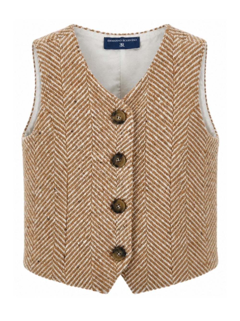 Gilet per bambina Ermanno Scervino Kids marrone con design a spina di pesce Z1H301 8318 0103 ERMANNO SCERVINO KIDS