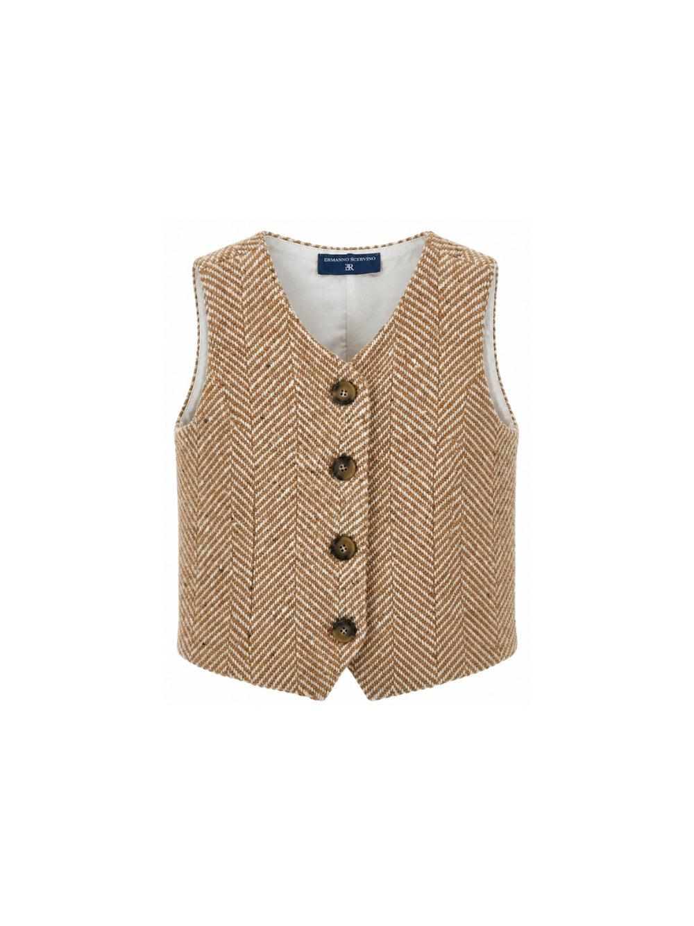 Gilet per bambina Ermanno Scervino Kids marrone con design a spina di pesce Z1H301 8318 0103 ERMANNO SCERVINO KIDS