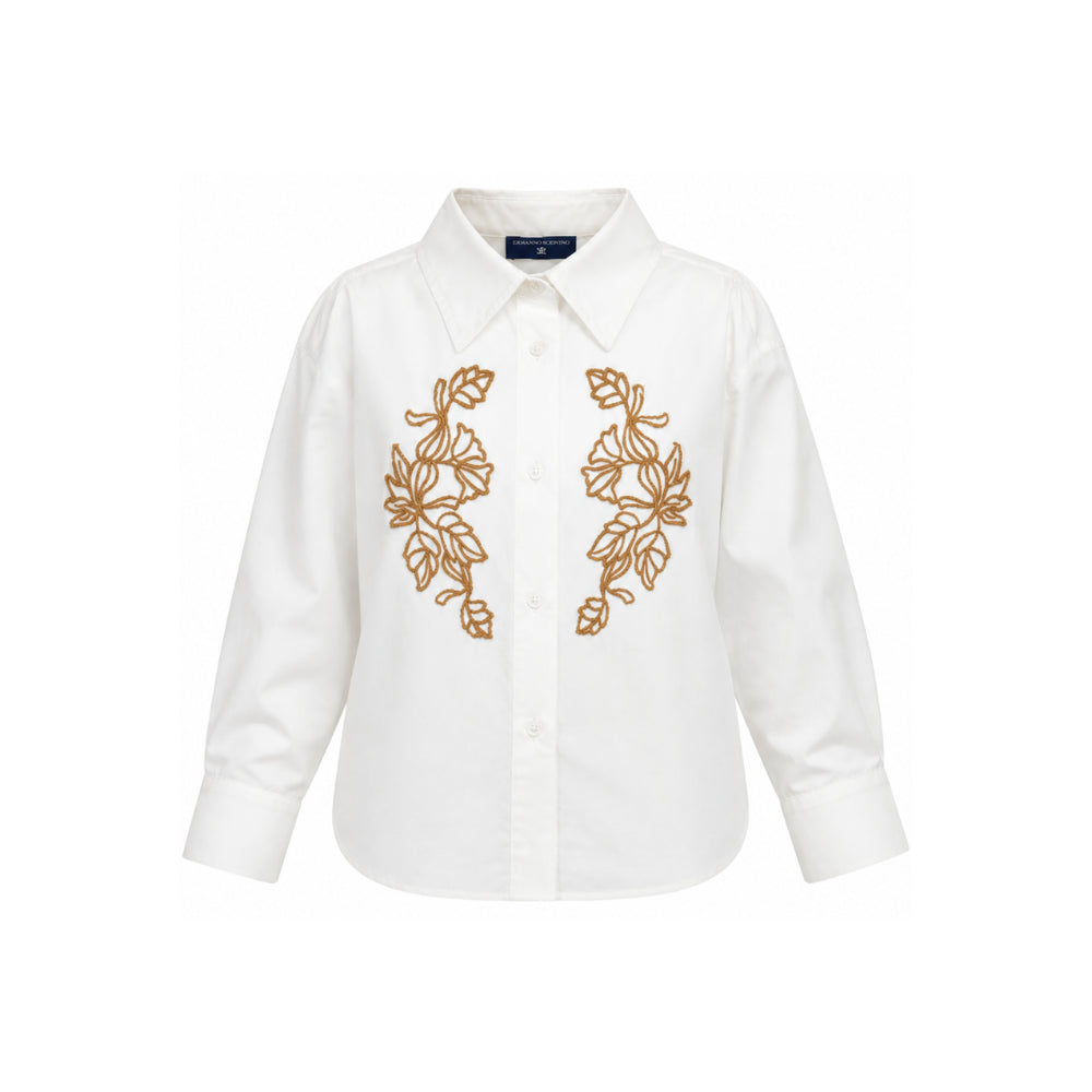 Camicia per bambina Ermanno Scervino Kids bianca con ricamo a fiori Z1H304 8126 0103 ERMANNO SCERVINO KIDS