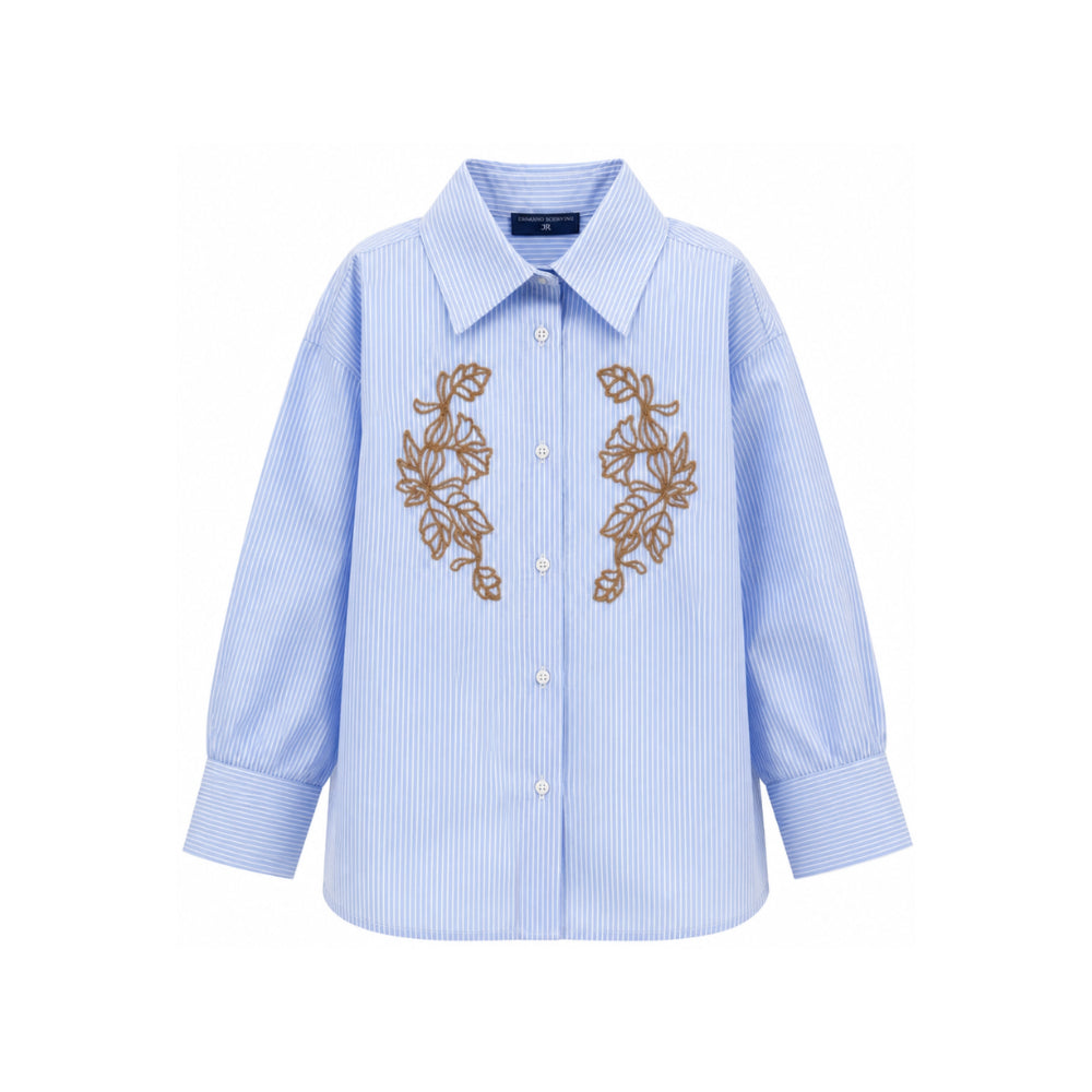 Camicia per bambina Ermanno Scervino Kids azzurra con ricamo a fiori Z1H304 8126 0158 ERMANNO SCERVINO KIDS