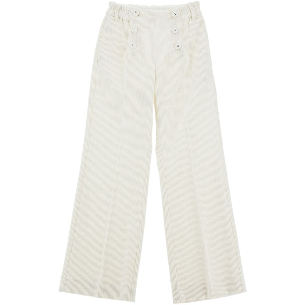 Pantaloni per bambina Ermanno Scervino Kids bianchi con trama a coste Z1H409 8855 0001 ERMANNO SCERVINO KIDS