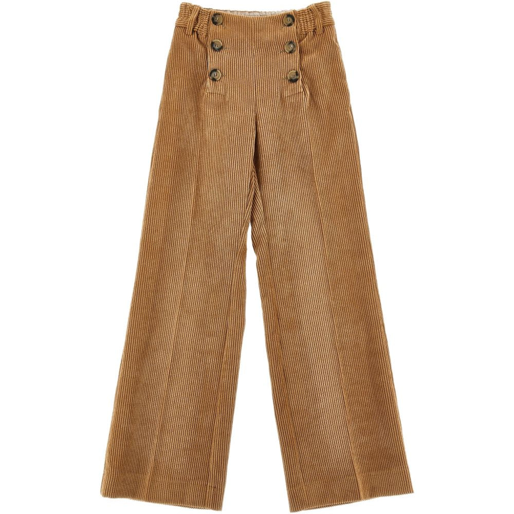 Pantaloni per bambina Ermanno Scervino Kids beige con trama a coste Z1H409 8855 0003 ERMANNO SCERVINO KIDS