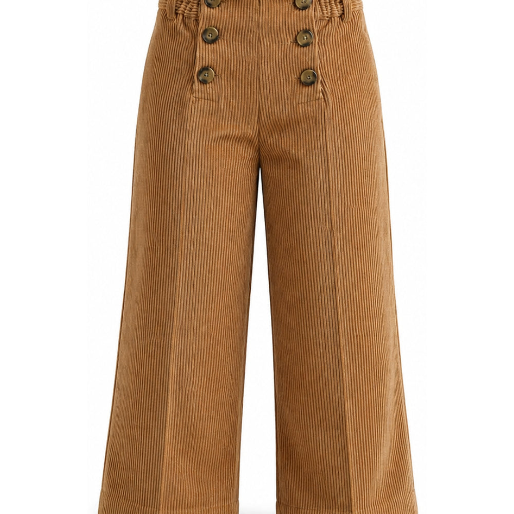 Pantaloni per bambina Ermanno Scervino Kids beige con trama a coste Z1H409 8855 0003 ERMANNO SCERVINO KIDS