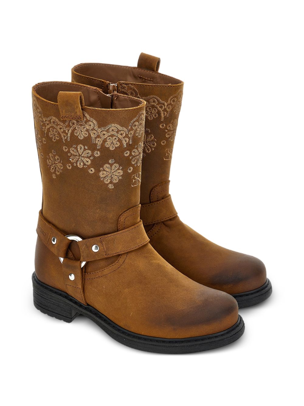 Stivali per bambina Ermanno Scervino Kids marrone con ricamo a fiori Z8H006 8790 0006 ERMANNO SCERVINO KIDS