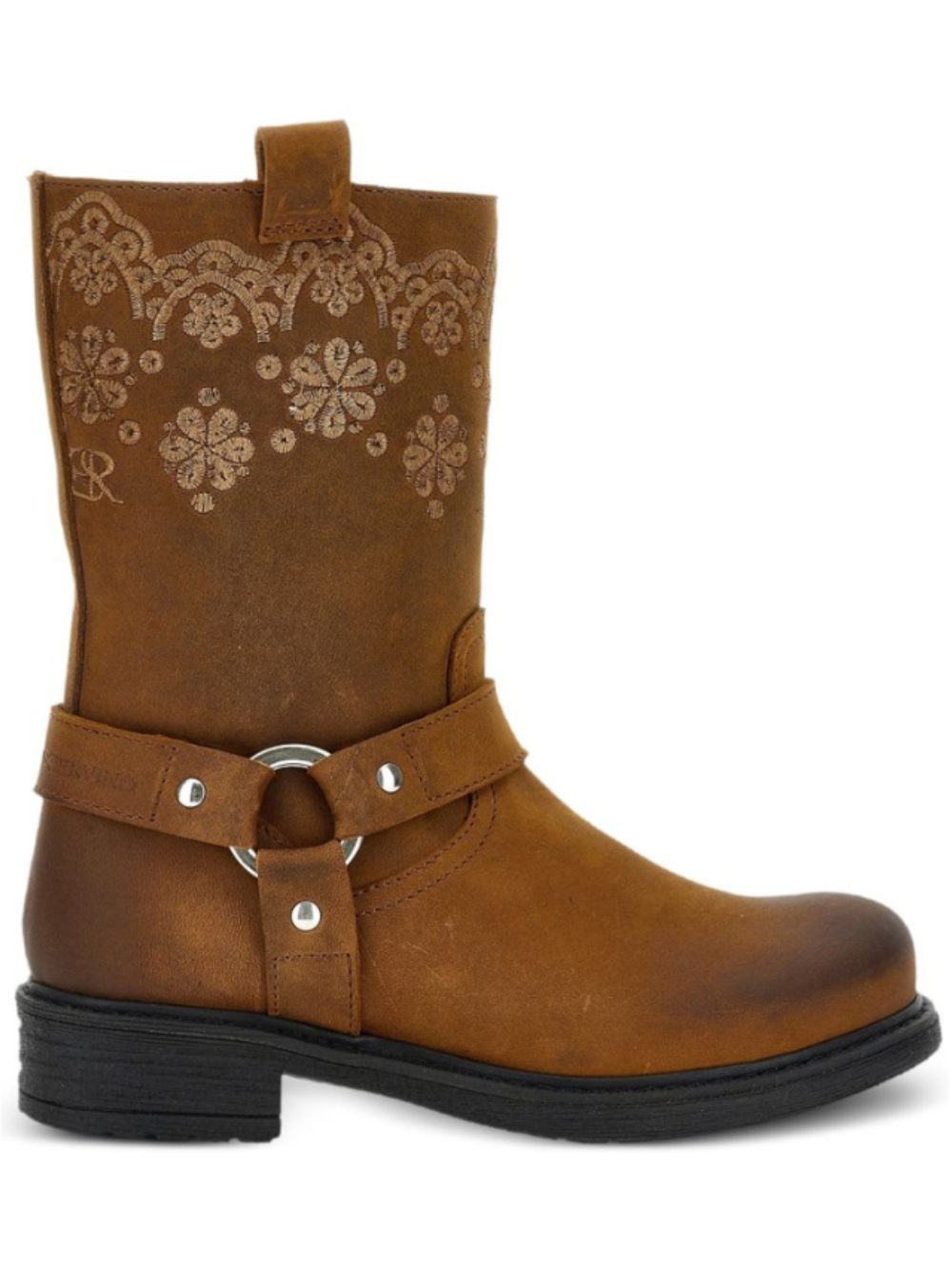 Stivali per bambina Ermanno Scervino Kids marrone con ricamo a fiori Z8H006 8790 0006 ERMANNO SCERVINO KIDS