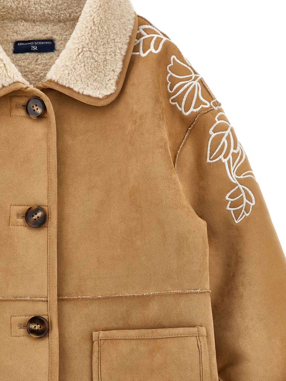 Cappotto per bambina Ermanno Scervino Kids marrone con finitura in pelle sintetica scamosciata Z9H103 8093 0003 ERMANNO SCERVINO KIDS