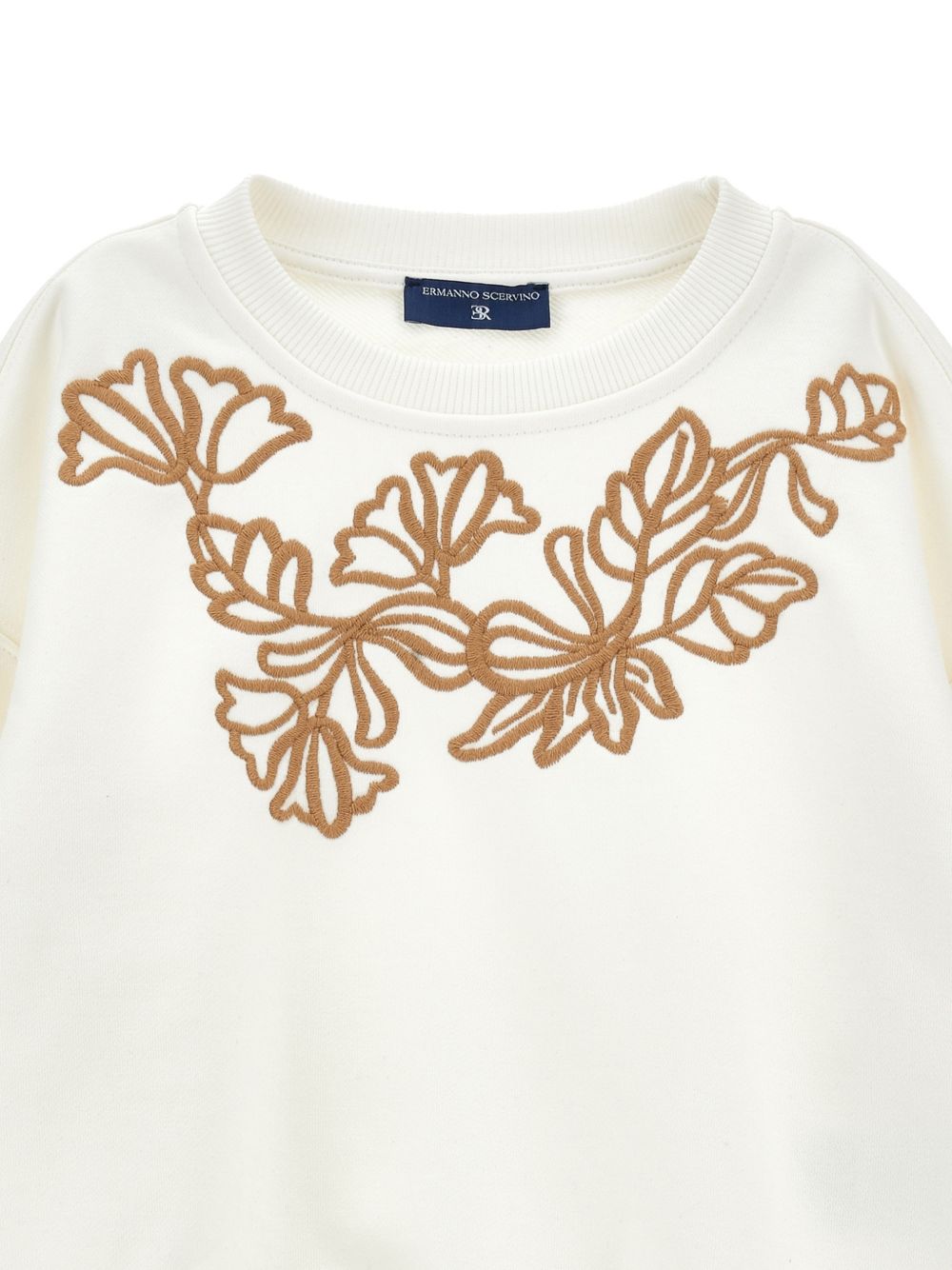 Felpa per bambina Ermanno Scervino Kids bianca con ricamo a fiori Z9H600 8096 0103 ERMANNO SCERVINO KIDS