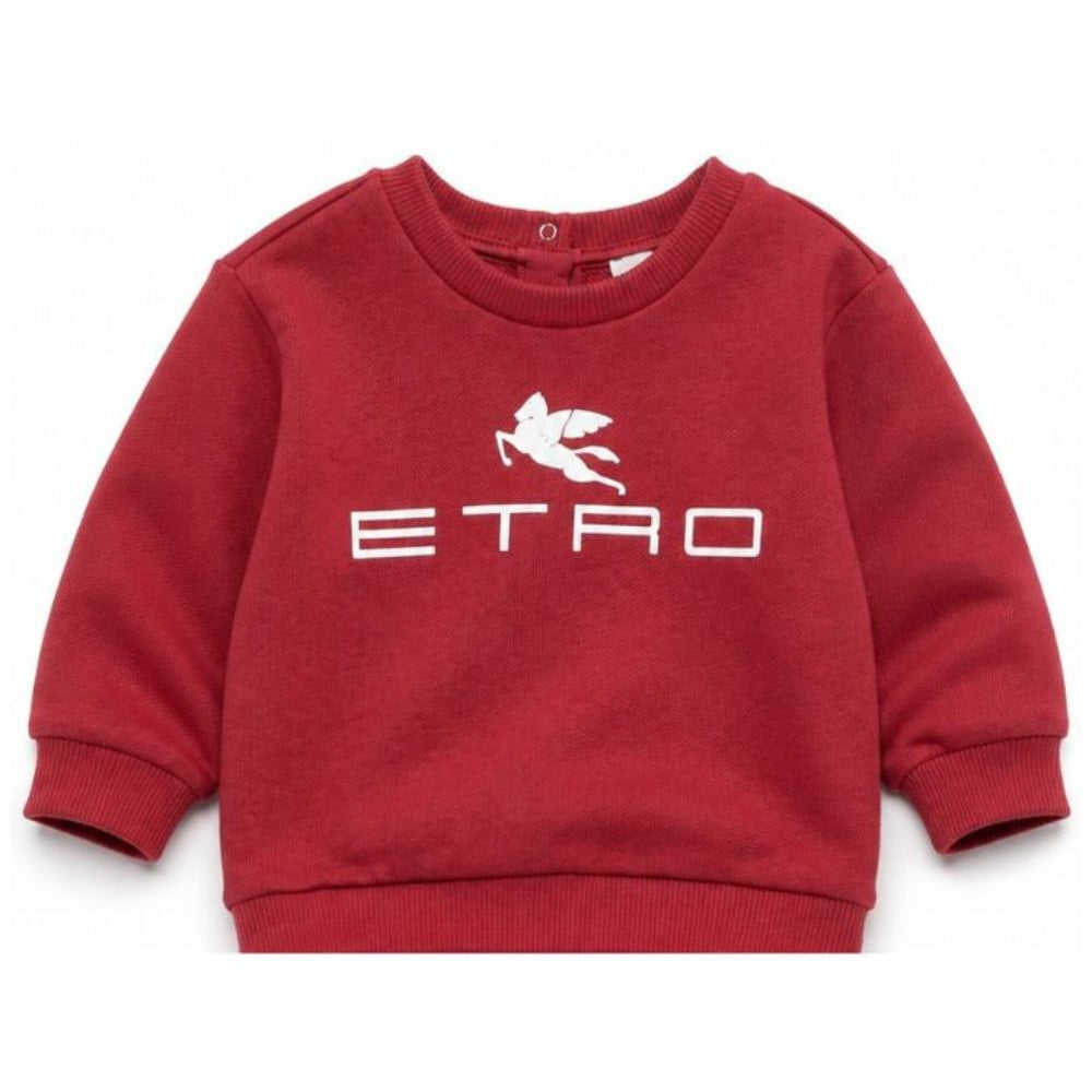 Felpa per neonati Etro Kids rossa con stampa logo sul davanti GY4530 Z3183 52C ETRO KIDS