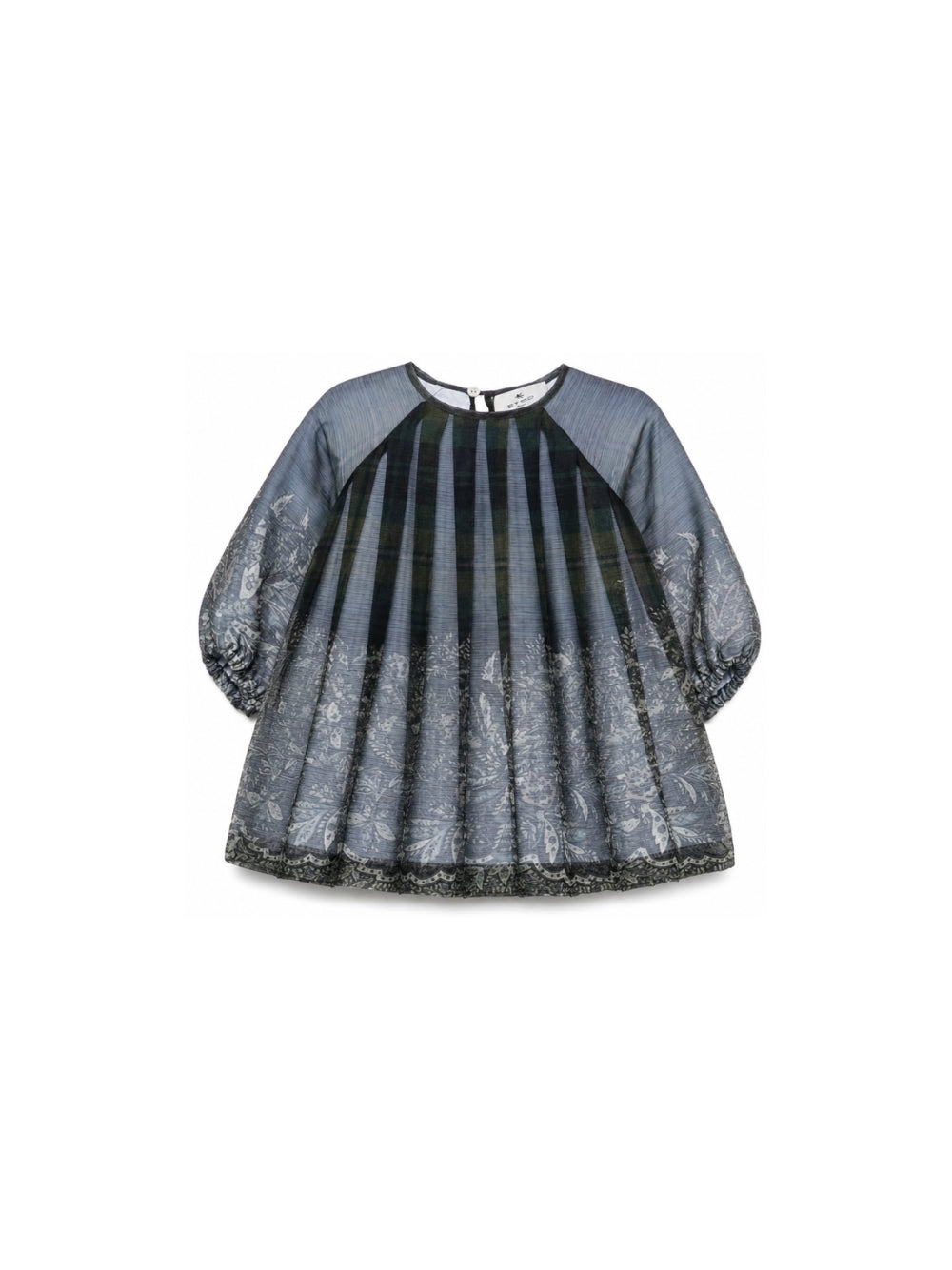 Abito per neonata Etro Kids blu plissettato con stampa floreale GZ1021 K0307 719BL ETRO KIDS
