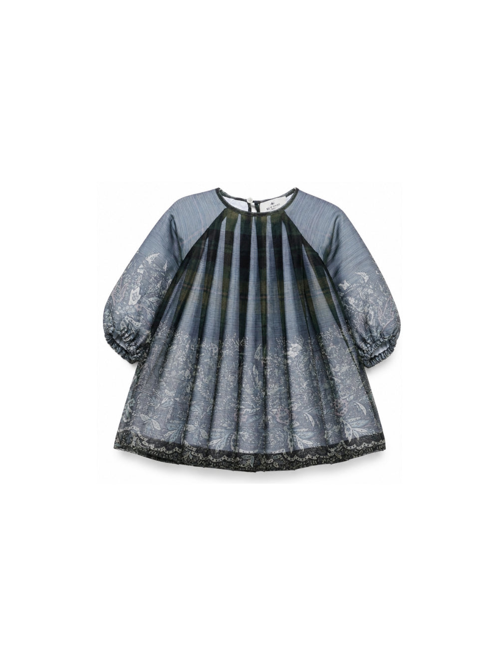 Abito per neonata Etro Kids blu plissettato con stampa floreale GZ1021 K0307 719BL ETRO KIDS