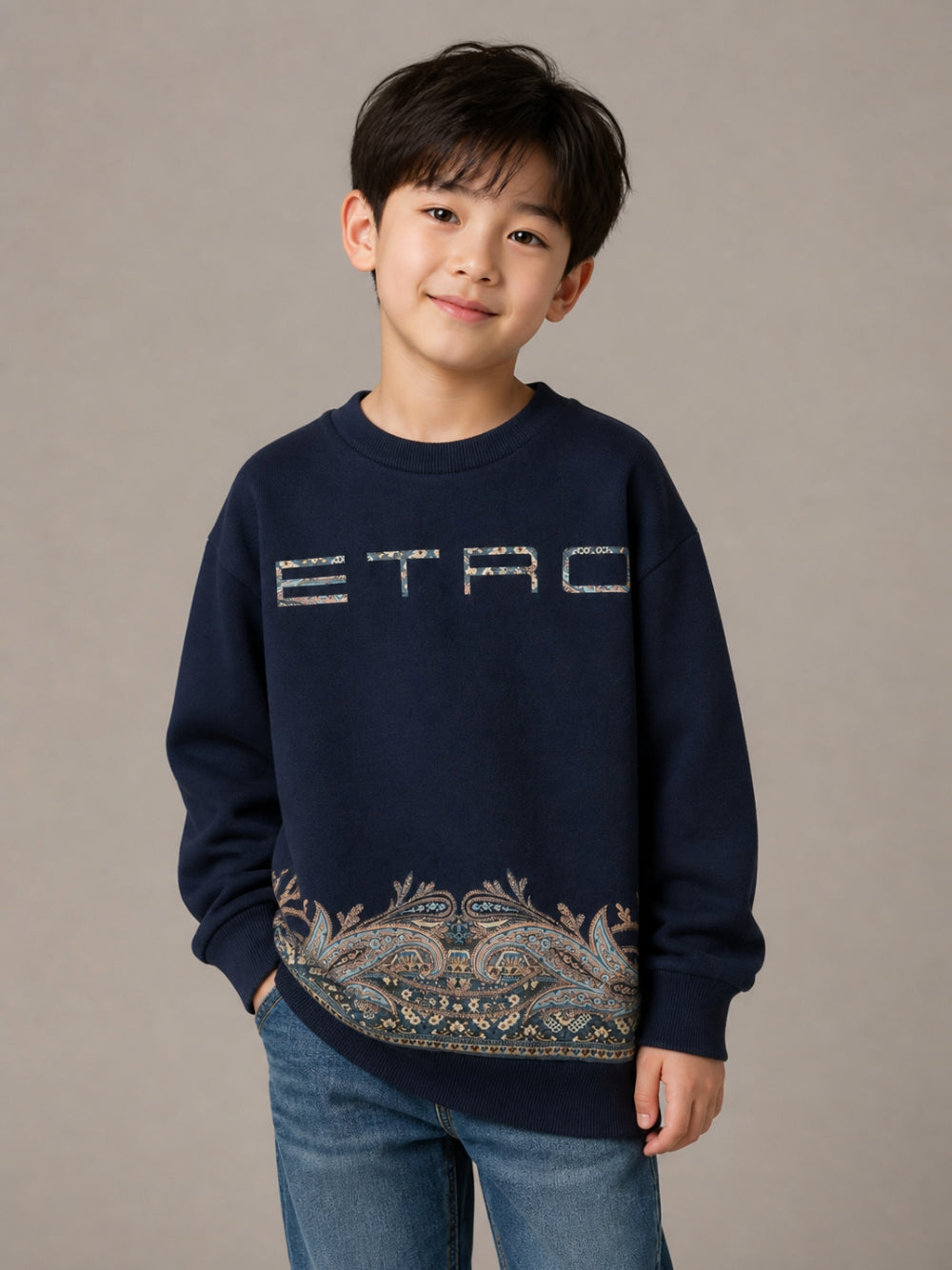 Felpa per bambino Etro Kids blu con stampa Paisley GZ4H30 Z3183 617 ETRO KIDS