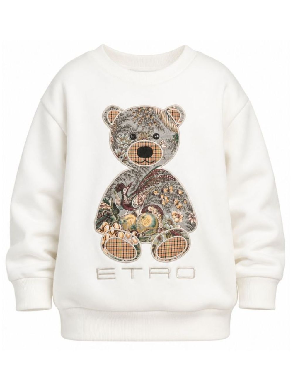 Felpa per bambini Etro Kids bianca con ricamo orsetto sul davanti GZ4P10 Z3183 102 ETRO KIDS
