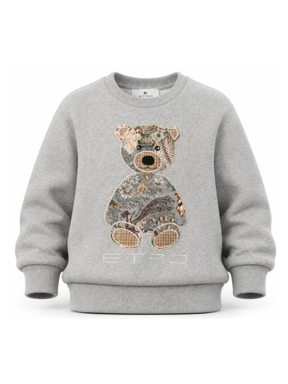 Felpa per bambino Etro Kids grigia con ricamo orsetto sul davanti GZ4P10 Z3188 806 ETRO KIDS