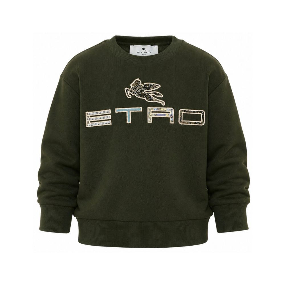 Felpa per bambino Etro Kids verde con logo sul davanti GZ4P20 Z3183 70J ETRO KIDS